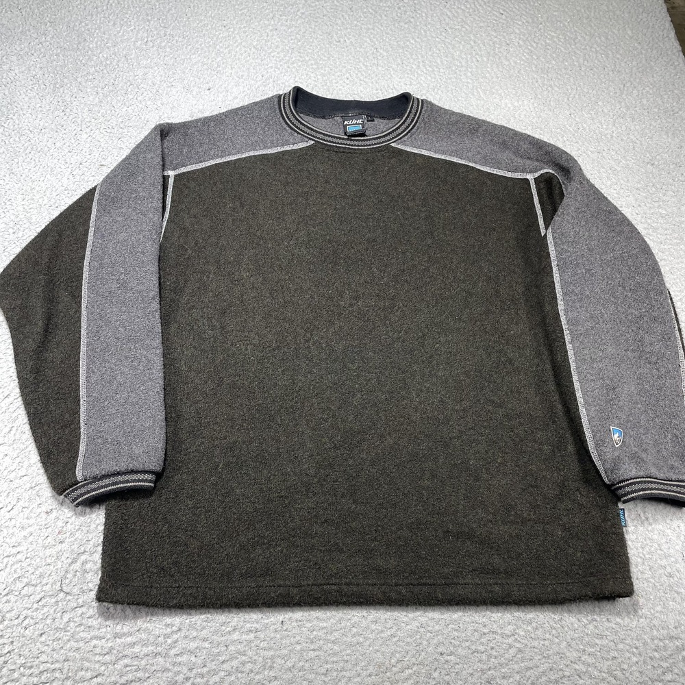 Kuhl Sweater Mens Large Brown Gray Fleece Crewneck Pullover ALFPACA Thermal